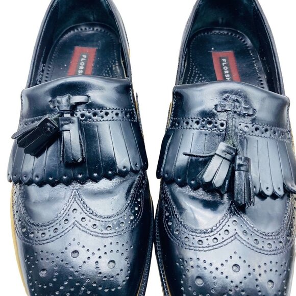 Florsheim Men Black Genuine Leather‎ Slip On Wingtip Kiltie Tassel Loafers Sz 8 main image 10